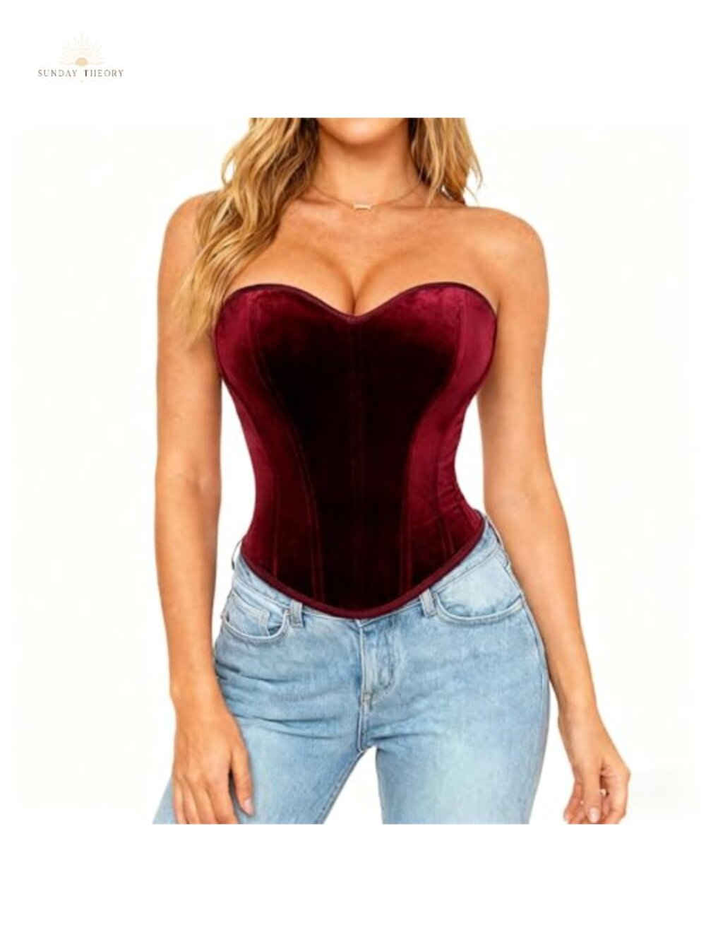 Velvet Corset Top Strapless Sweetheart Bustier Boned Bodice